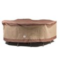Duck Covers 108 in. Ultimate Round Patio Table with Chairs Cover - Mocha Cappuccino DU131267